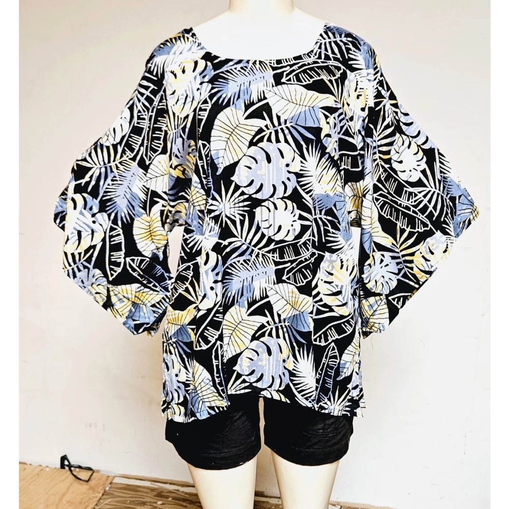 Tropical Print Kimono Top